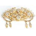 brosa victorian revival. XL . perle & cristale. gold plated